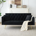 71" Convertible Velvet Sofa Bed Futon with Adjustable Backrest & Chrome Legs