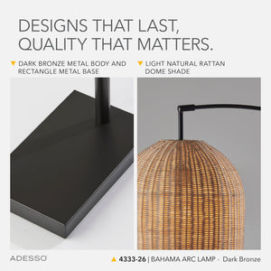 Arc Floor Lamp with Rattan Shade