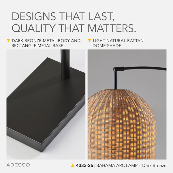 Arc Floor Lamp with Rattan Shade