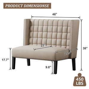 Upholstered Loveseat Bench with Back – Diamond Tufted Sofa Settee