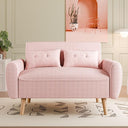 48" Corduroy Loveseat Sofa with Tufted Back & Tapered Legs