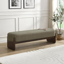 Rectangular Loop Yarn Ottoman Bench with Rubberwood Frame