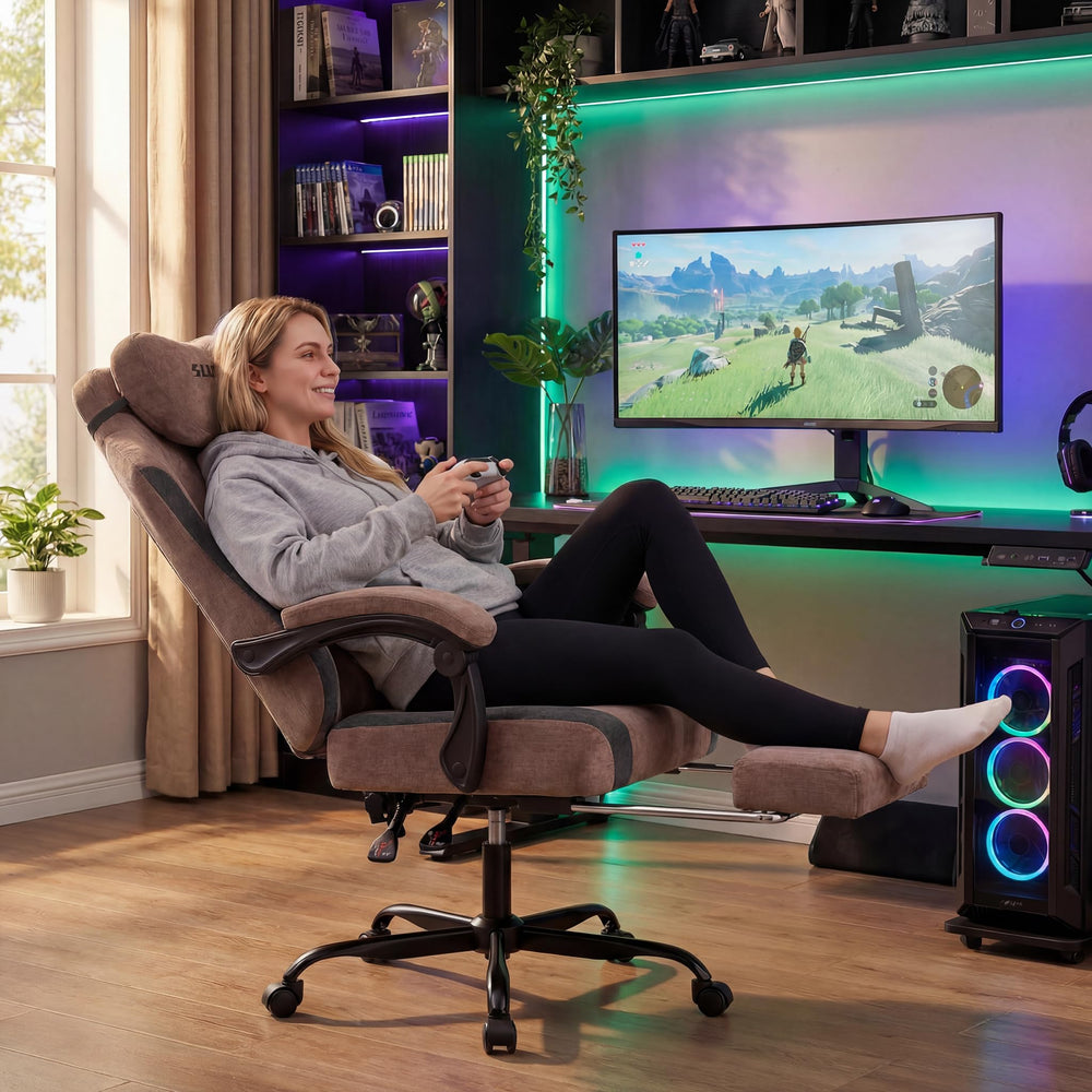 Ergonomic High-Back Gaming Chair with Massage Lumbar Support