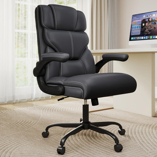 Ergonomic Mid-Back Office Chair with Flip-Up Armrests & Reclining Function