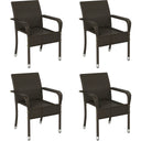Stackable Outdoor Rattan Dining Chairs Set of 4 with Armrests