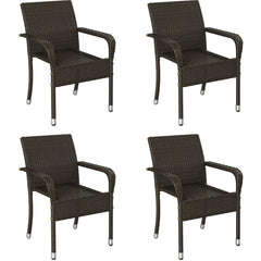 Stackable Outdoor Rattan Dining Chairs Set of 4 with Armrests
