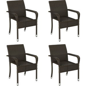 Stackable Outdoor Rattan Dining Chairs Set of 4 with Armrests