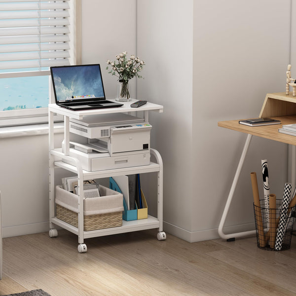 3-Tier Height Adjustable Printer Stand with Wheels