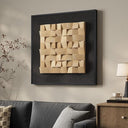3D Solid Wood Block Wall Art – Geometric Minimalist Square Panel