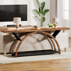 70.87" 2-Tier Console Table, Industrial Sofa Table