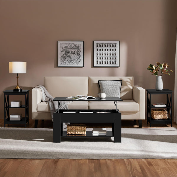 Lift Top Coffee Table & End Table Set – 3-Piece Living Room Table Set