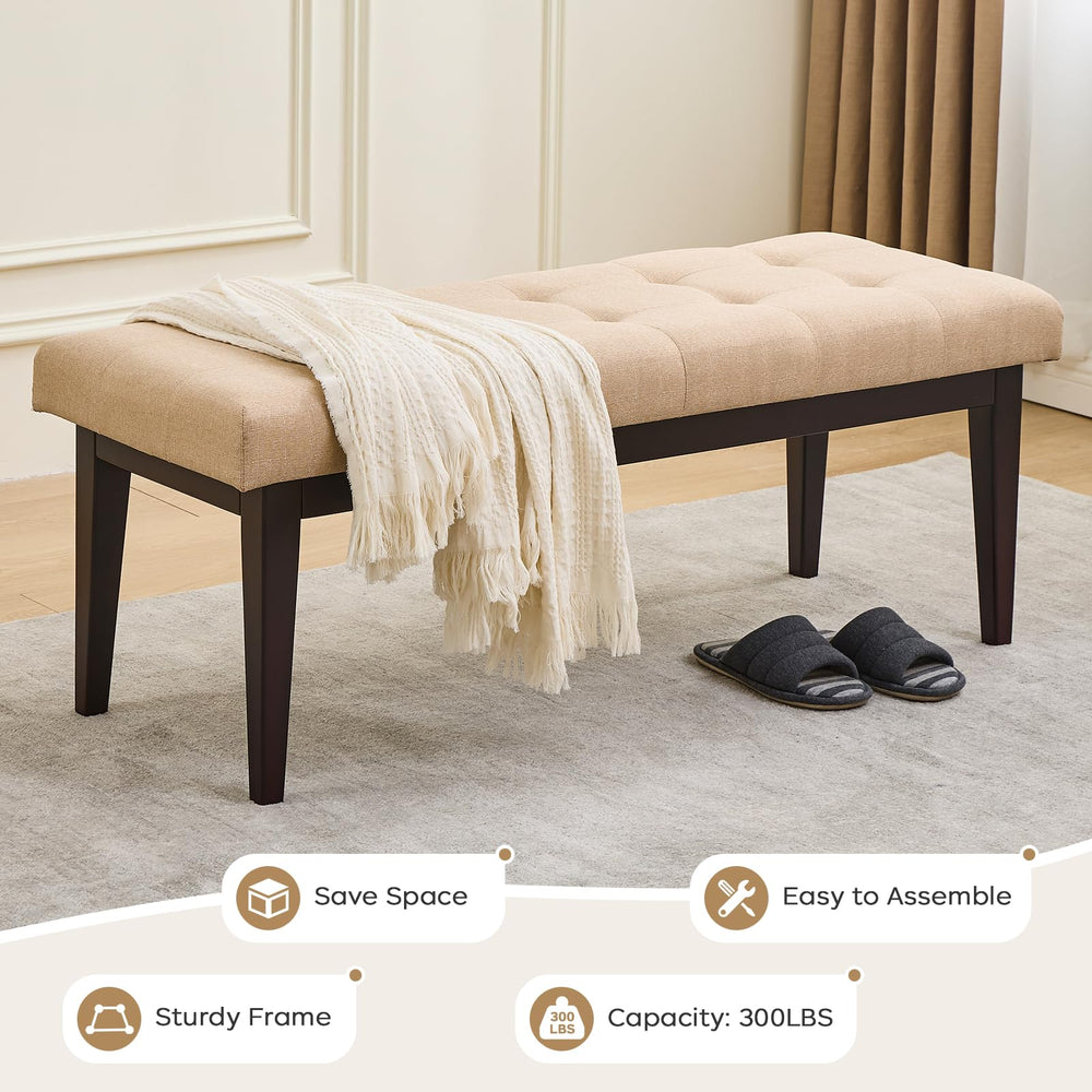 Button-Tufted Upholstered Bench