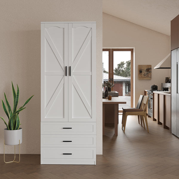 72" LED Kitchen Pantry Cabinet with Barn Doors
