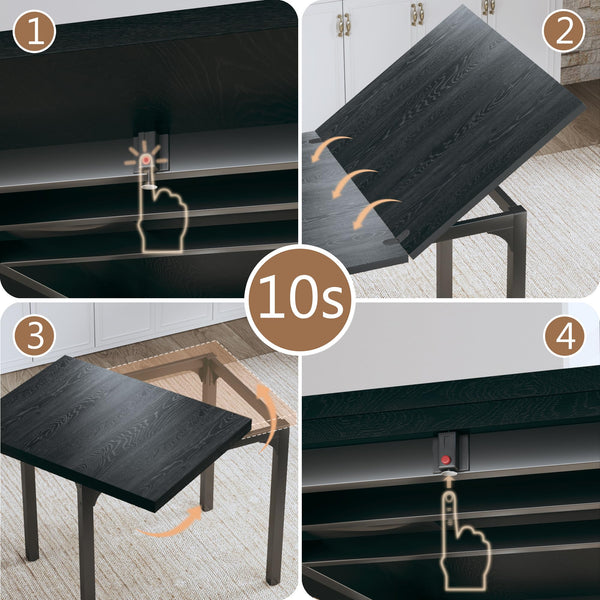 Extendable Dining Table Set for 4 with Upholstered Chairs