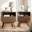 Fluted Nightstand with Drawer and Open Shelf, Set of 2