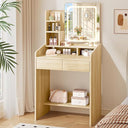 LED Makeup Vanity Desk with Smart Mirror, Power Outlet & Storage