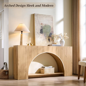 63" Arched Console Table with 2-Tier Shelf