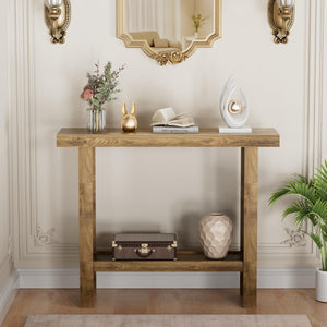 Farmhouse Console Table with Storage Shelves