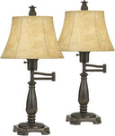 Bronze Swing Arm Desk Table Lamp 22.5" with Faux Leather Shade