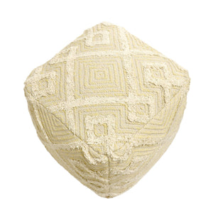 Square 100% Cotton Hand-Woven Pouf Ottoman – Yellow & Ivory