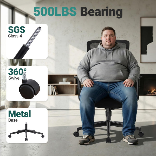 Big & Tall Ergonomic Mesh Office Chair – 500 lb Capacity