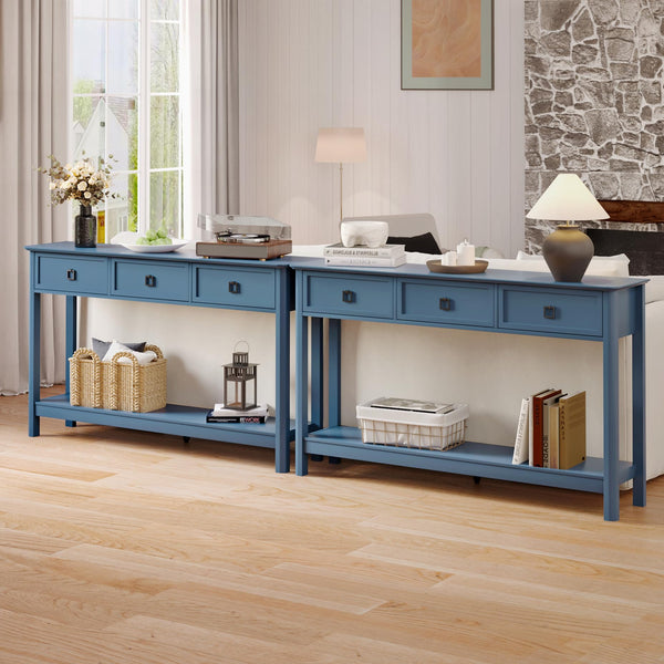 53.1" Console Table with 3 Drawers & Open Shelf