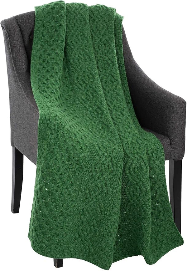 Merino Wool Aran Throw Blanket — 60 x 40 Inches
