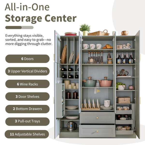 Large Kitchen Pantry with 6 Doors