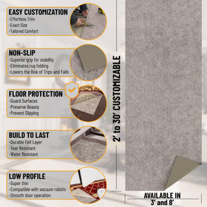 Non-Slip Rug Pad – Felt & Rubber, 1/4" Thick