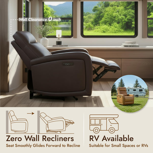 Power Recliner Chair with Zero Wall Design & USB Charging