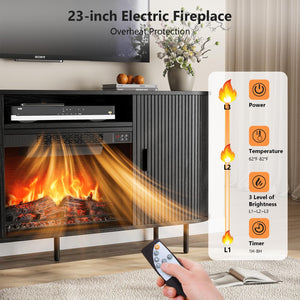 63" Fireplace TV Stand with 23" Electric Fireplace for TVs up to 70"