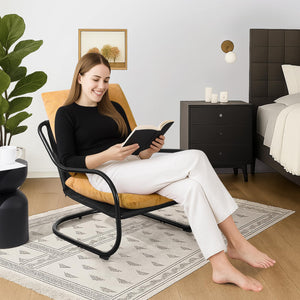 Modern Metal Frame Accent Chair with Upholstered Cushion