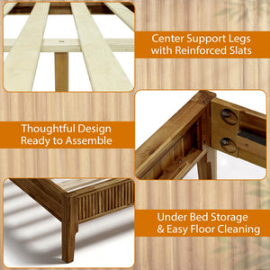 Solid Wood Platform Bed Frame with Headboard