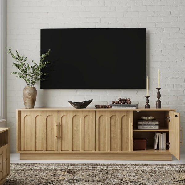 Mid-Century Modern TV Stand for 75 Inch TV – 67" Arched Media Console