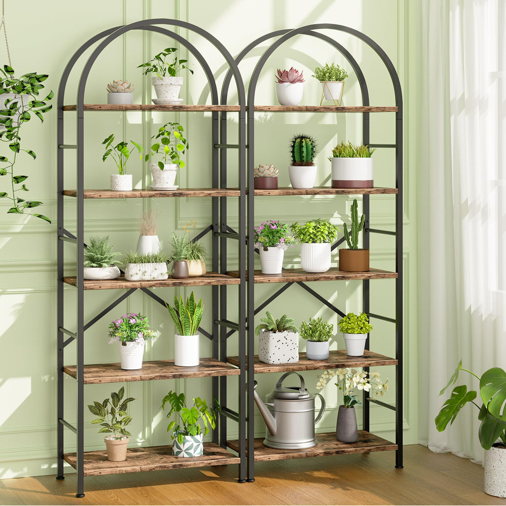 5-Tier Arched Bookshelf with Metal Frame