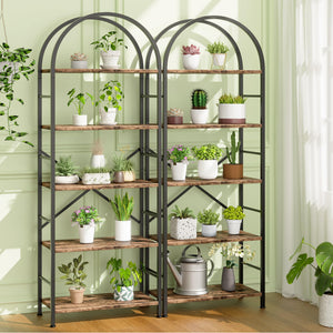 5-Tier Arched Bookshelf with Metal Frame