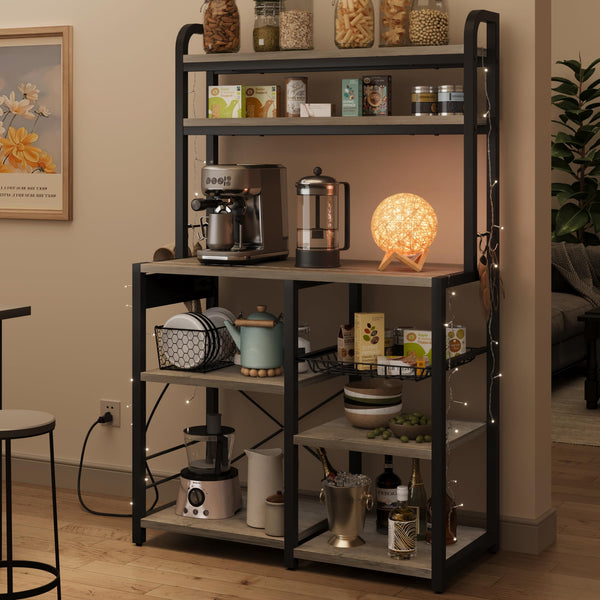 5-Tier Baker's Rack with Power Outlets & Wire Basket