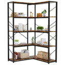 5-Tier L-Shaped Corner Bookshelf with Metal Frame