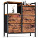5-Drawer Fabric Dresser with 2-Tier Shelf