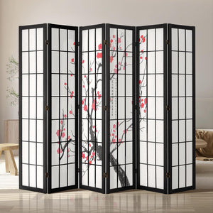 Cherry Blossom Japanese Room Divider Screen – Folding Wood Privacy Panel