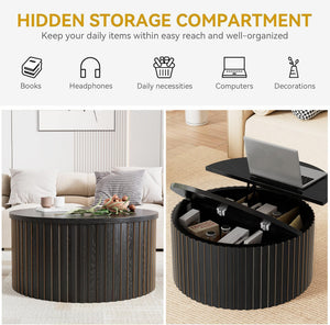 Round Lift Top Coffee Table with Storage