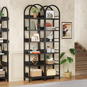 6-Tier Arched Bookcase with Metal Frame