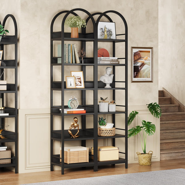 6-Tier Arched Bookcase with Metal Frame