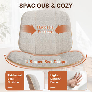 Mid-Century Modern Armless Accent Chair, Chenille Upholstered, Bentwood Frame