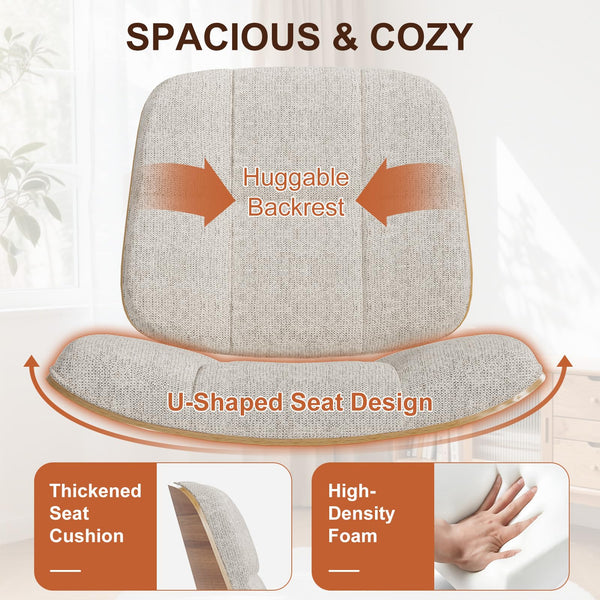 Mid-Century Modern Armless Accent Chair, Chenille Upholstered, Bentwood Frame