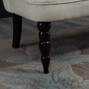 Button-Tufted Armless Loveseat – Cream White
