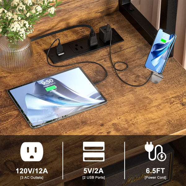 Vertical File Cabinet with Charging Station