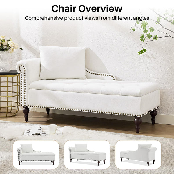 Oversized Chaise Lounge with Storage & Left Armrest