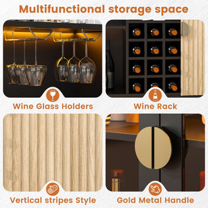 55" Bar Cabinet with RGB LED Light & Wine Rack