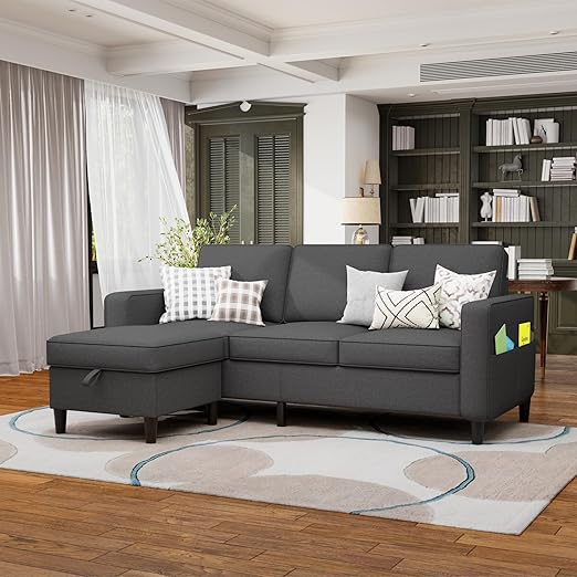 L-Shaped Sectional Sofa with Storage Ottoman